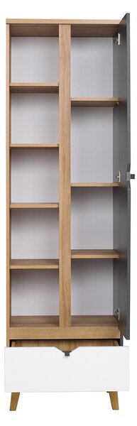 Dulap cu rafturi Mimone R1D1SZ (Stejar auriu + Alb mat + grafit). 1051780