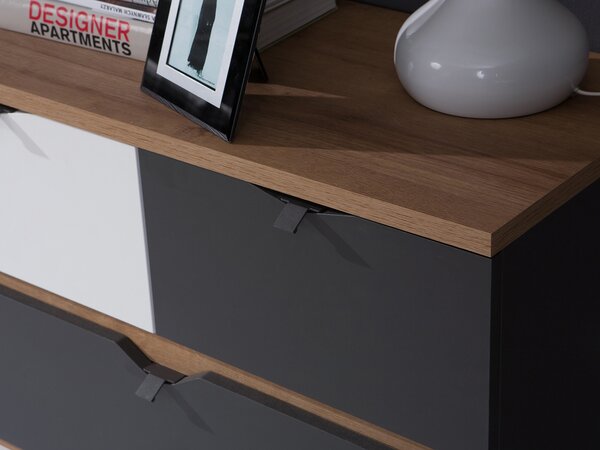 Dulap cu rafturi Mimone R1D1SZ (Stejar auriu + Alb mat + grafit). 1051780