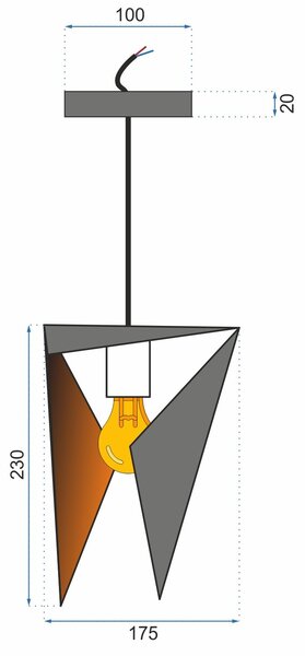 LAMPĂ GEOMETRICĂ DE PLAFON TRIANGULARĂ NEAGRA APP253-1CP