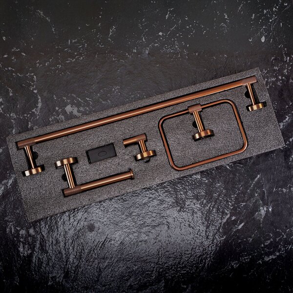 Set accesorii pentru baie GRID Brush Copper 4 piese