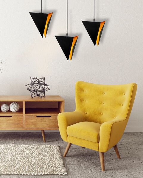 LAMPĂ TRIANGULARĂ GEOMETRICĂ TRIPLE NEGRU APP254-3CP
