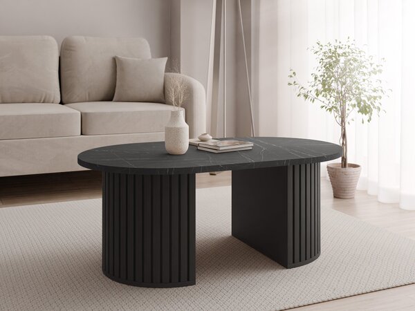 Măsuță de cafea Comfivo Ulma, Negru, Marmură neagră, PAL laminat, MDF, 43x65x110cm, 23 kg
