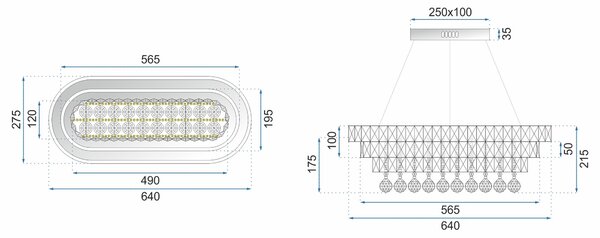 Lampă de tavan suspendată cristal LED 102W telecomandă APP417-CP