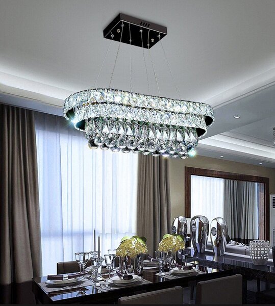 Lampă de tavan suspendată cristal LED 102W telecomandă APP417-CP
