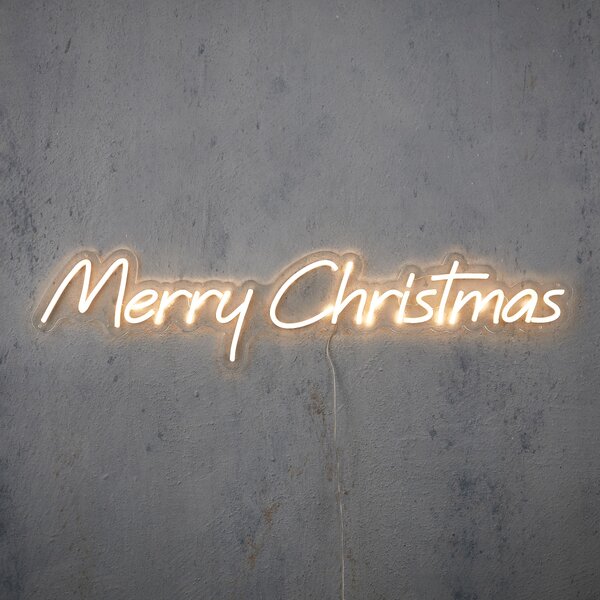 Lampă de perete cu neon alb pentru Crăciun - Merry Christmas