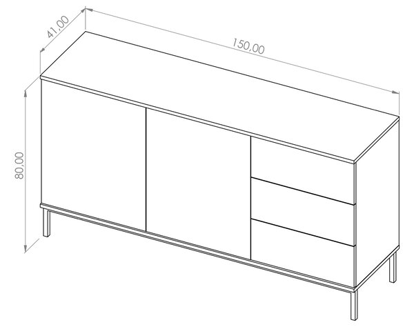 Comodă Quebec K2D3SZ (Negru mat). 1051863