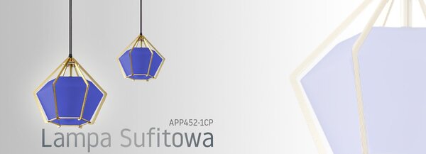 Lampă suspendată de tavan albastra Diamant APP452-1CP