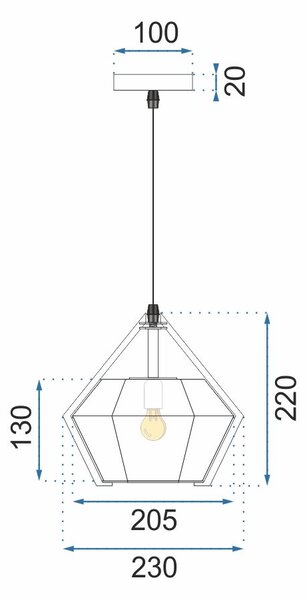 Lampă suspendată de tavan albastra Diamant APP452-1CP