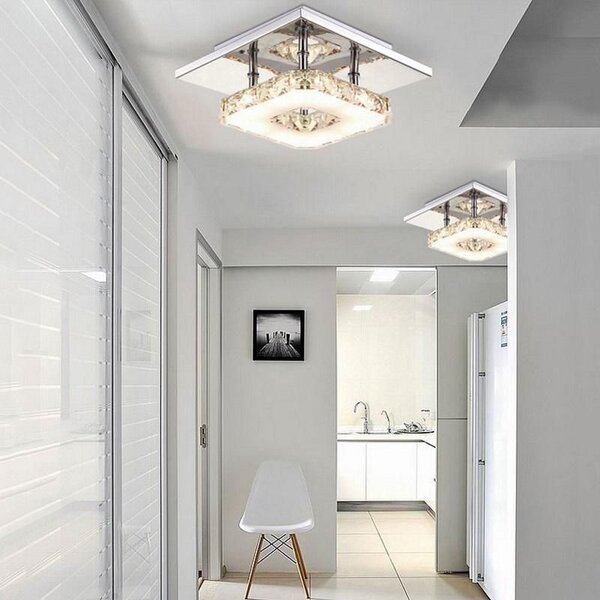 Lampă de tavan pătrată de cristal Plafond Glamour 8W APP405-C