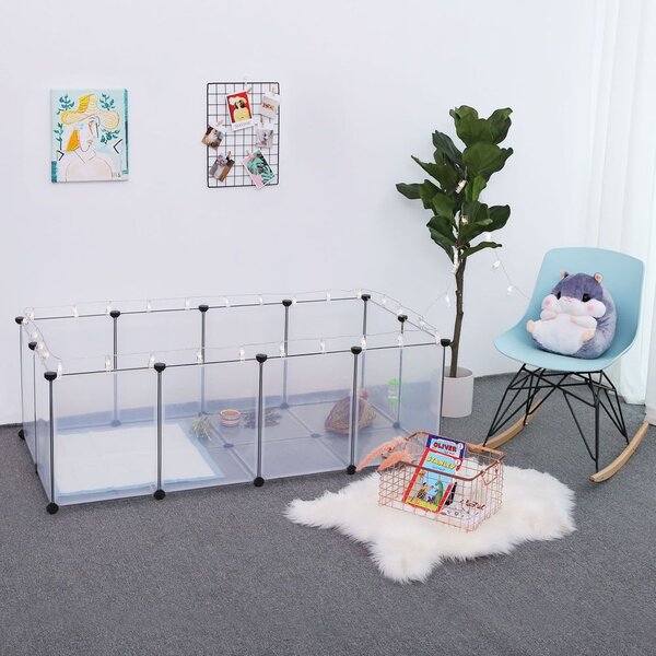 Gard pentru animale mici din plastic transparent BEN, 143x71x47cm, transparent SongmicsHome