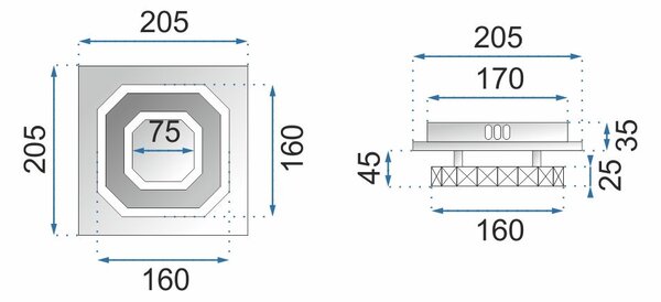 Lampă de tavan pătrată de cristal Plafond Glamour 8W APP405-C