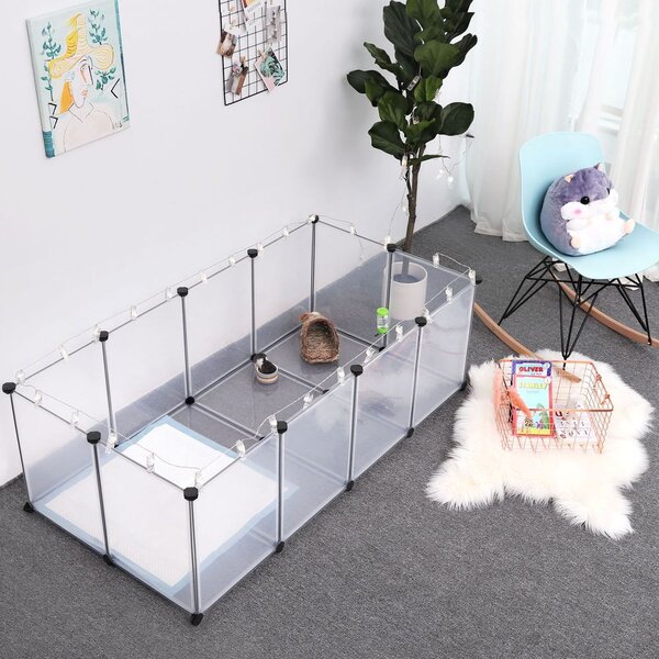 Gard pentru animale mici din plastic transparent BEN, 143x71x47cm, transparent SongmicsHome