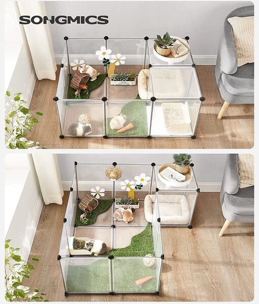 Gard pentru animale mici din plastic transparent BEN, 143x71x47cm, transparent SongmicsHome