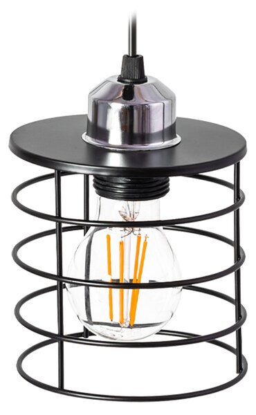 Lampă de tavan suspendată Triple Metal Loft Negru 392204