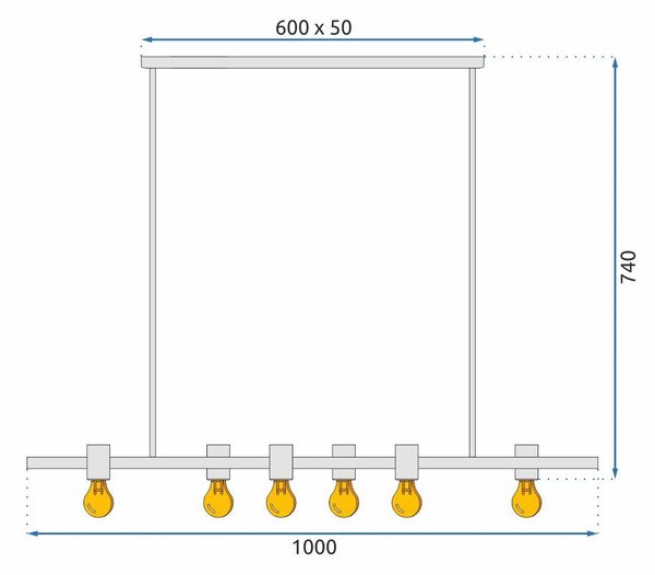 Lampă de tavan din metal, negru industrial APP480-6CP