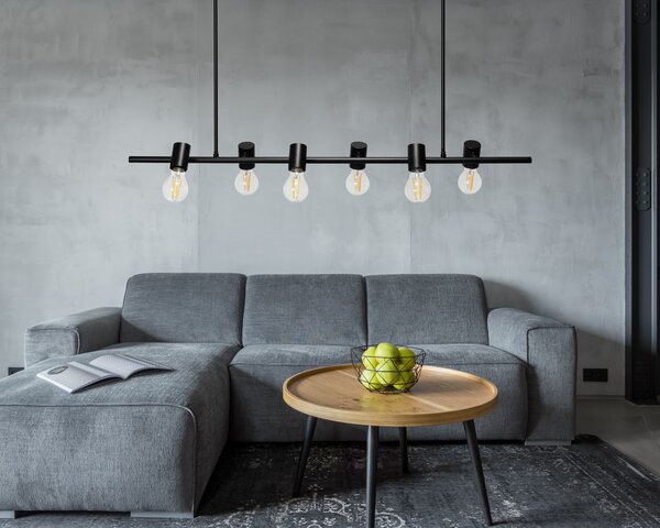 Lampă de tavan din metal, negru industrial APP480-6CP