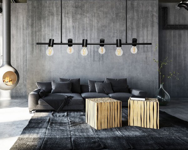 Lampă de tavan din metal, negru industrial APP480-6CP