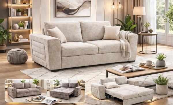 Canapea Extensibilă Cremona 7839A - 02, Beige