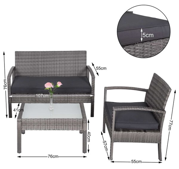 Deuba Set canapele de gradina - perne gri, antracit