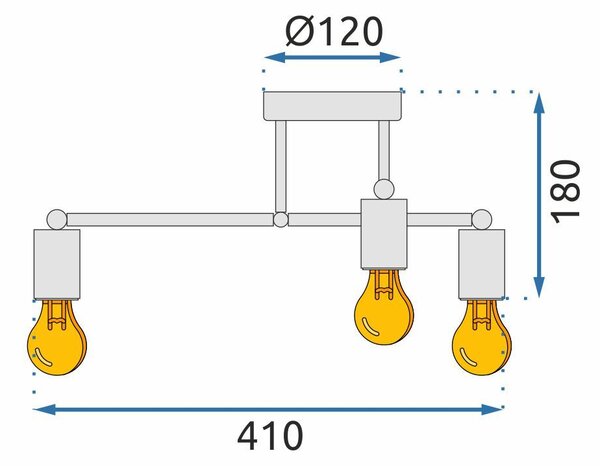 Lampa de tavan cvadruplă mată neagră 392200