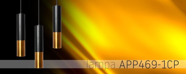 Lampă suspendată de tavan din metal Negru Auriu APP469-1CP