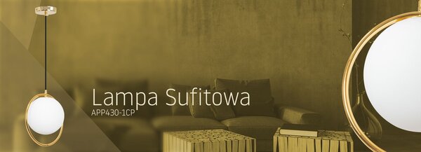 Lampă de tavan suspendata din sticlă aurie alba APP430-1CP