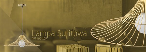 Lămpa de tavan suspendata plata rotunda Loft auriu APP499-1CP