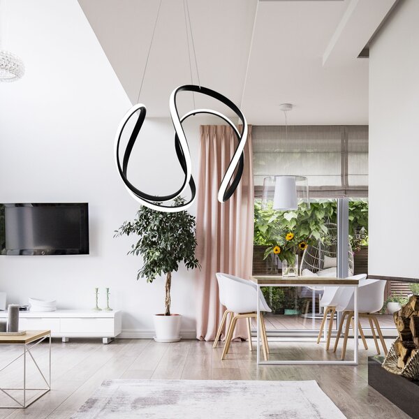 Lampa DE TAVAN SUSPENDABILA moderna LED + telecomanda neagra APP387-CP