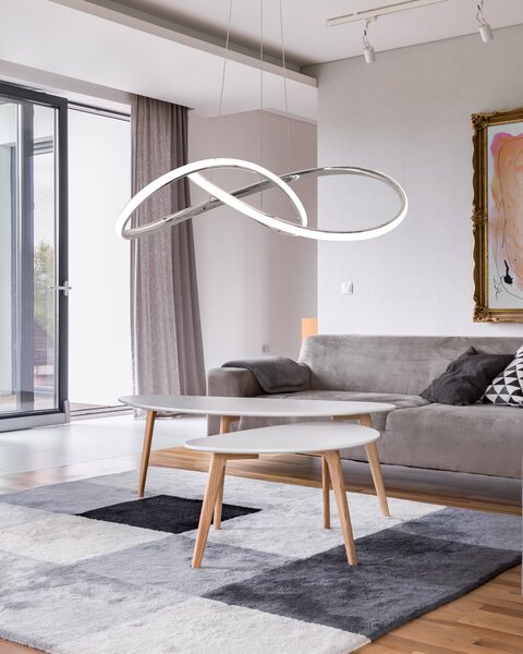 Lampă de tavan Inel suspendat LED moderna + telecomandă APP393-CP Chrome