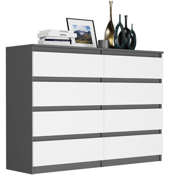 Comodă modernă cu 8 sertare R-140-S8 - diferite variante de culoare antracit mix alb