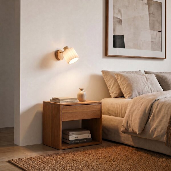 Lampă de perete Lindby, Shiloh, reglabil, Lemn, Camera de zi, Țesătură / Textil, Modern