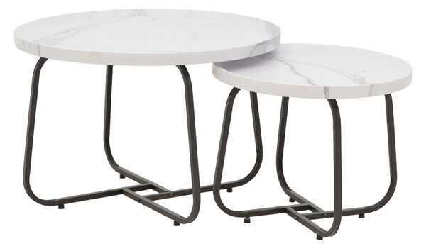 Set 2 Masute Cafea Crissbay MDF Finisaj Marmura Alba