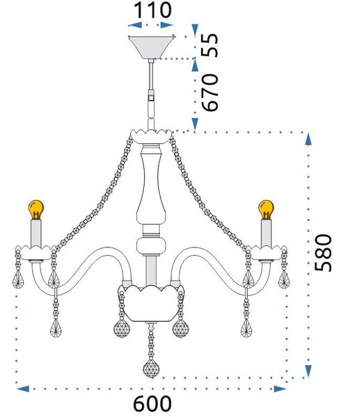 Candelabru cu lampă de cristal 300752