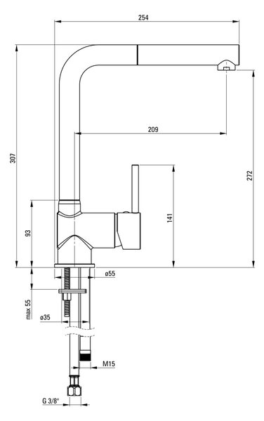 ASTER Baterie pentru bucătărie, cu pipă extractibilă Finisaj: Alb BCA_A73M