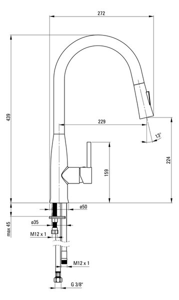 Lukrecja Baterie pentru bucătărie, cu pipă extractibilă - 2 Funcții Finisaj: Alb BDH_A72M
