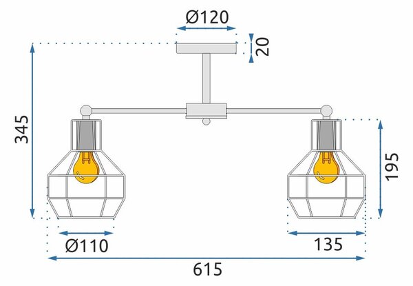 Lampă suspendată de tavan din metal Loft APP735-6C
