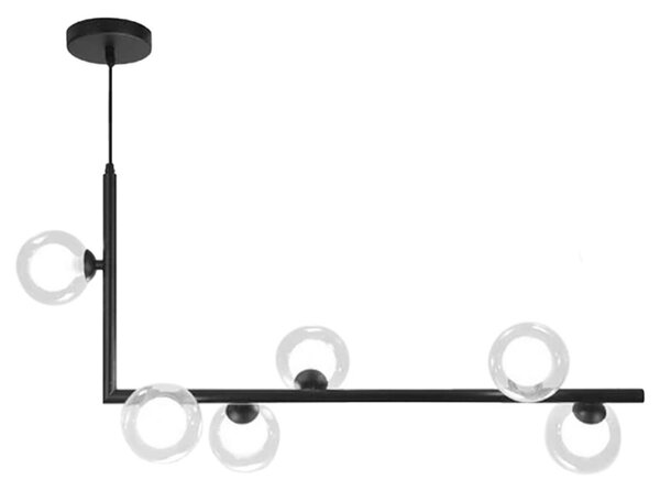 Lampă de tavan din sticlă industrială si metal, negru APP755-6CP