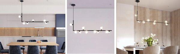 Lampă de tavan din sticlă industrială si metal, negru APP754-8CP