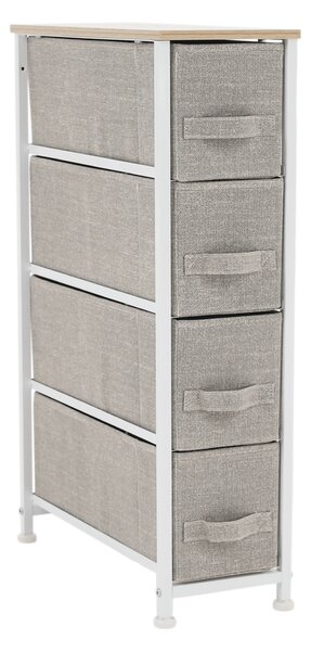 Comoda cu sertare din material textil, gri deschis alb bej, OFELIA TYP 2 Gri