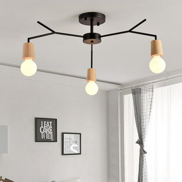 Toolight Toollight - Lampă suspendată cu 3 brațe 3xE27 APP693-3C, negru-maro, OSW-05463