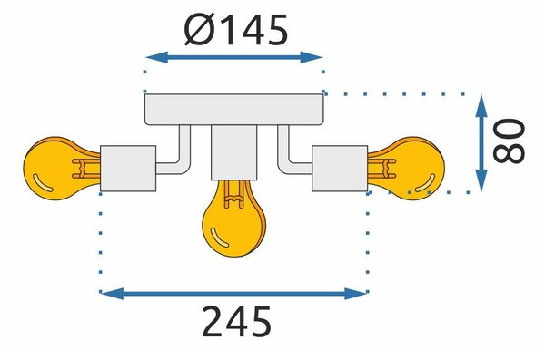 Lampă de tavan cu reflector metalic Auriu APP708-5c