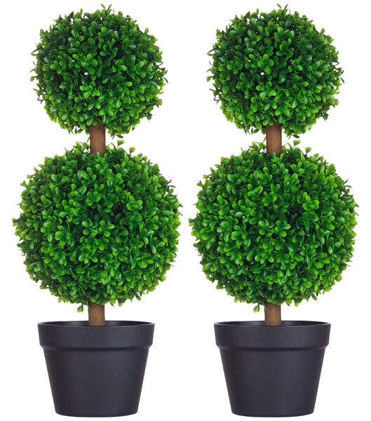 HOMCOM Arbore Buxus Artificial Sferic în Ghiveci 60 cm, Verde, Decorativ pentru Interior/Exterior, Rezistent la UV | Aosom Romania
