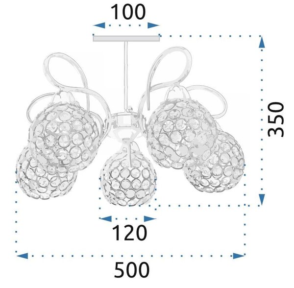 Candelabru cu lampă de cristal cu frunze metalice APP636-5C