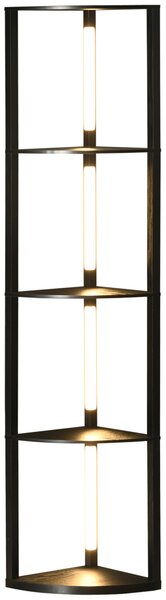 Lampa de Podea LED cu Rafturi, Lampa Moderna Independenta de Colt pentru Camera de Zi cu Lumina Alba Calda Reglabila, Negru HOMCOM | Aosom Romania