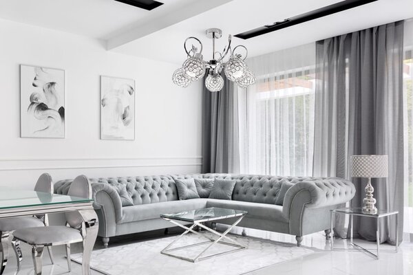 Candelabru cu lampă de cristal cu frunze metalice APP636-5C