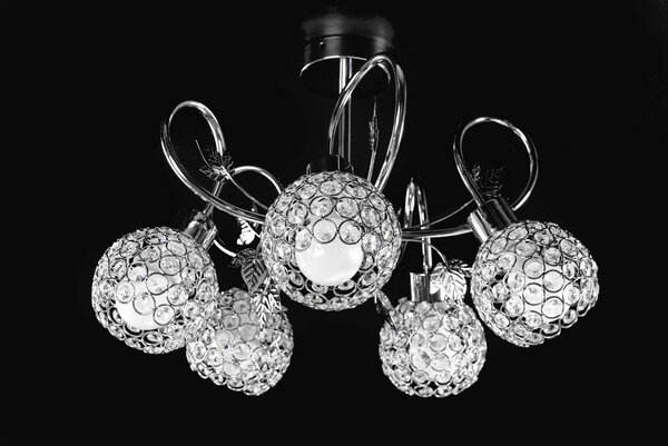 Candelabru cu lampă de cristal cu frunze metalice APP636-5C
