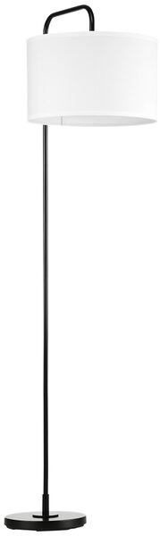 Homcom Lampadar Arcuit, Design Modern cu Abajur din Țesătură și Structură din Oțel, 64x38x163.5 cm, Alba și Neagră, pentru Interior | Aosom Romania