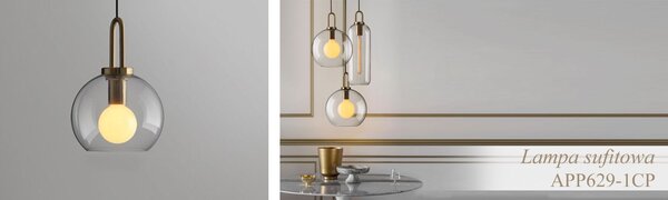 Lampă de tavan suspendată sticlă 20cm APP629-1CP