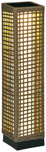 Lampa Outsunny de Gradina Solara cu Panou Superior de Reincarcare, din Otel si Ratan, 15.5x15.5x69 cm, Negru si Maro | Aosom Romania