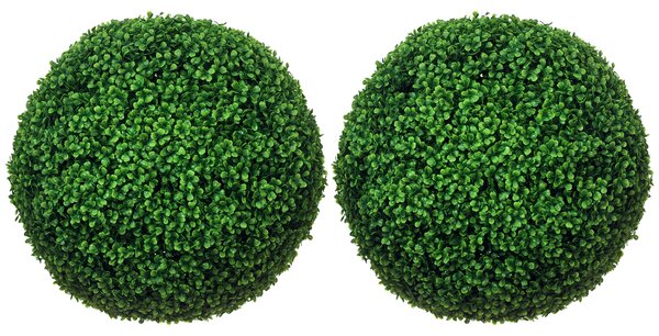 HOMCOM Set de 2 Bile Artificiale, Bile de Arbori Topiari din Buxus, Plante False de Interior în Aer Liber pentru Casă, Ø50cm, Verde | Aosom Romania